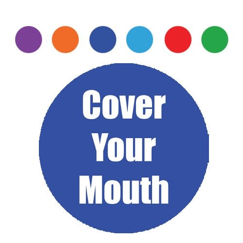 "Cover Your Mouth" 11" Round Non-Slip Floor Stickers - 5pk
