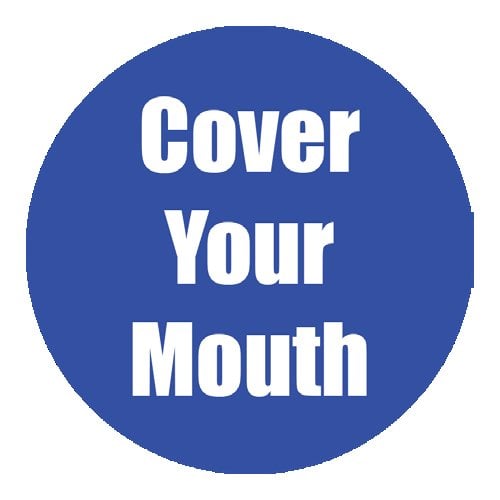 "Cover Your Mouth" Blue 11" Round Non-Slip Floor Stickers - 5pk