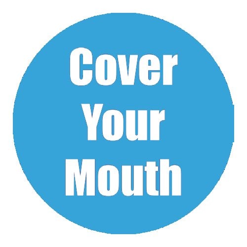 "Cover Your Mouth" Cyan 11" Round Non-Slip Floor Stickers - 5pk