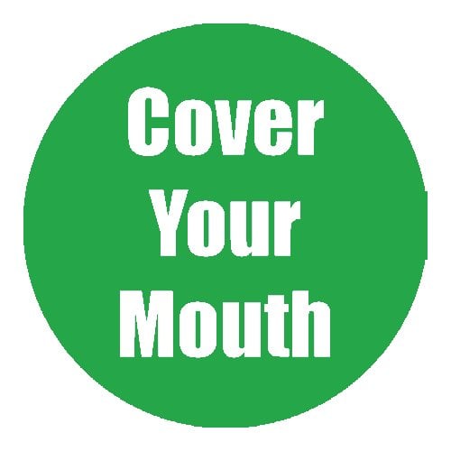 "Cover Your Mouth" Green 11" Round Non-Slip Floor Stickers - 5pk