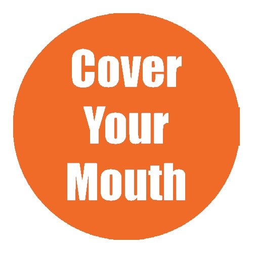 "Cover Your Mouth" Orange 11" Round Non-Slip Floor Stickers - 5pk