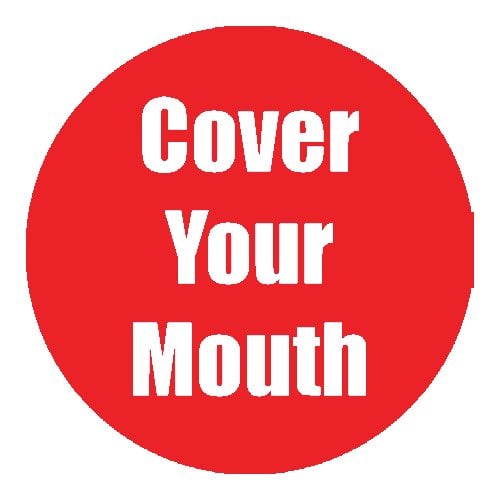 "Cover Your Mouth" Red 11" Round Non-Slip Floor Stickers - 5pk
