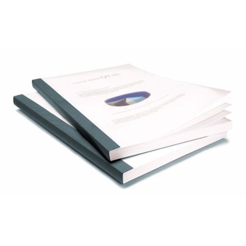 Coverbind 1-1/4" Graphite Clear Linen Thermal Covers 30pk - 575108