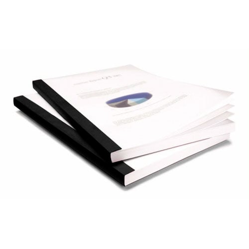 Coverbind 1/16" Black Clear Linen 8-1/2" x 5-1/2" Thermal Covers - 100pk - Clearance Sale