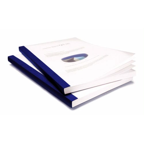 Coverbind 1/8" Navy Linen Thermal Binding Covers with Clear Matte Front - 90pk