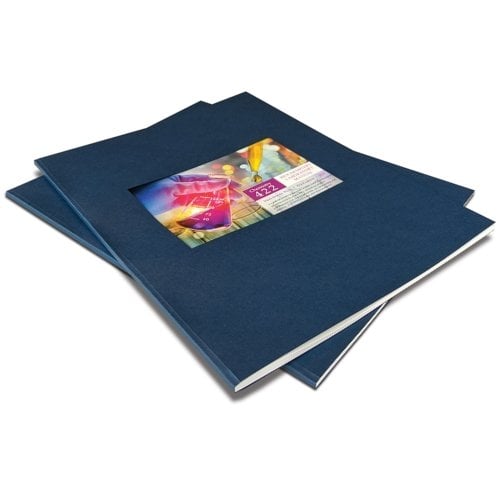 Coverbind 2" Wrap-Around Navy Linen Thermal Binding Covers w/ Window - 20pk