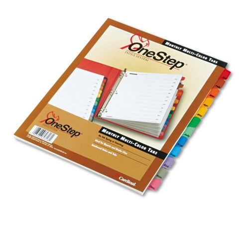 Cardinal Multi-Color Table of Contents/Month Tab Divider 24pk - CRD-60318CB