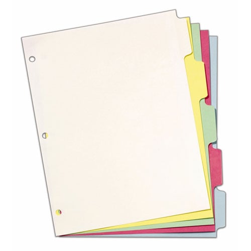 Cardinal Multi-Color Write 'n Erase 5 Tab Divider - 10pk