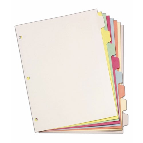 Cardinal Multi-Color Write 'n Erase 8 Tab Divider - 24pk