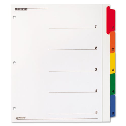 Cardinal Multi-Color Extra Wide Table of Contents/5 Tab Divider 24pk - CRD-61318 - Clearance Sale