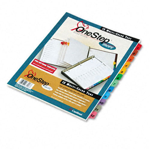 Cardinal Multi-Color Fold-Out Table of Contents/12 Tab Divider - 24pk