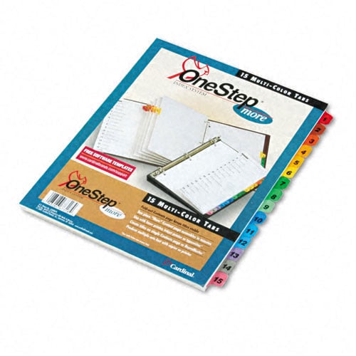 Cardinal Multi-Color Fold-Out Table of Contents/15 Tab Divider - 24pk