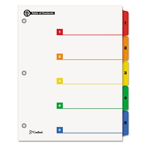 Cardinal Recycled Printable Table of Contents/5 Tab Divider 24 sets - CRD-70518