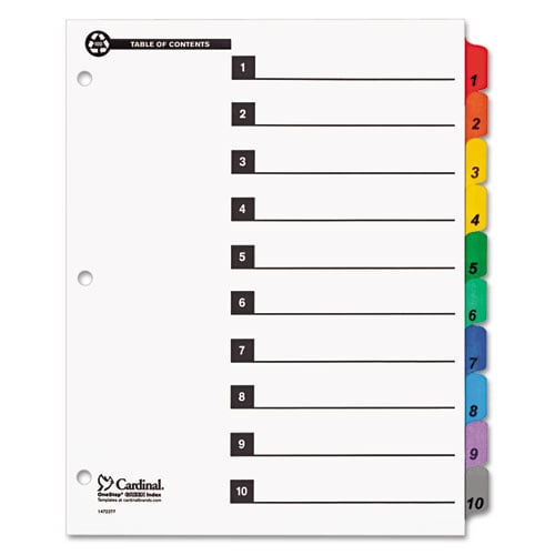 Cardinal Recycled Printable Table of Contents/10 Tab Divider 24 sets - CRD-71018