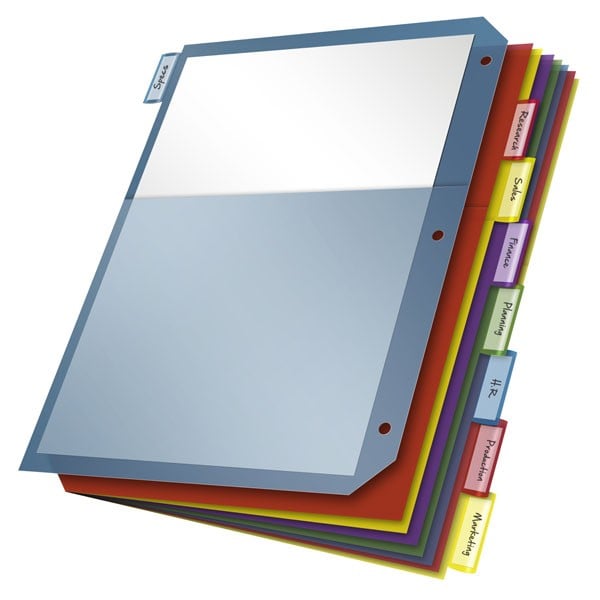 Cardinal Multi-Color Poly 8 Tab Double Pocket Divider 4pk - CRD-84004