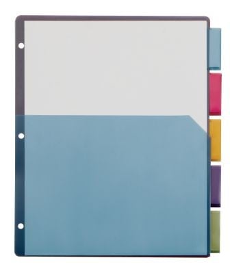 Cardinal Multi-Color Poly 5 Tab Single Pocket Divider 4pk - CRD-84016