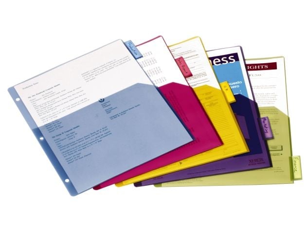 Cardinal Multi-Color Poly 5 Tab Single Pocket Divider 4pk - CRD-84016