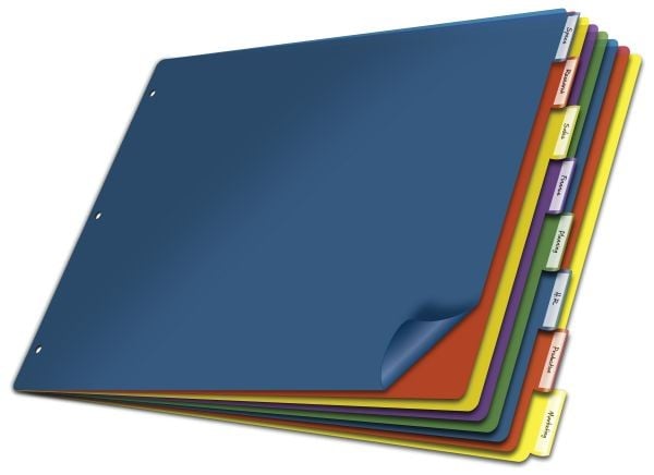 Cardinal 11" x 17" Multi-Colored Poly Insertable 8 Tab Dividers (24 Sets) - CRD-84803