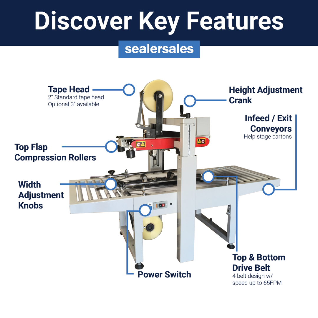 SealerSales CS-6050 Semi-Automatic Carton Sealer for Taller Cartons