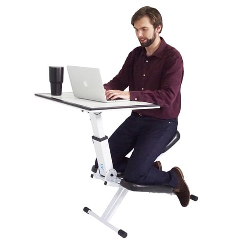 Victor The Edge Desk White Ergonomic Adjustable Kneeling Desk - D-1050