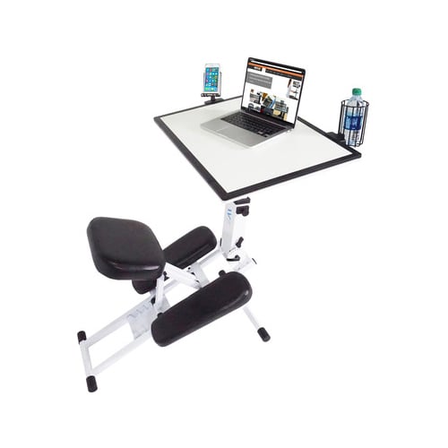 Victor The Edge Desk White Ergonomic Adjustable Kneeling Desk - D-1050