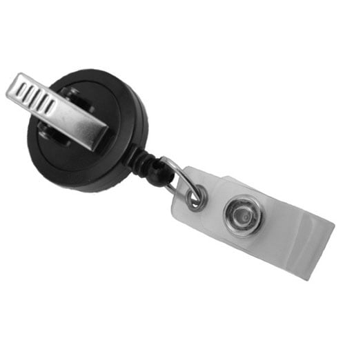 Dark Gray Round Badge Reel with Strap and Swivel Clip - 25pk