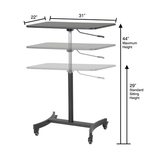 Victor High Rise Mobile Adjustable Standing Desk - DC500