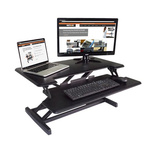 Victor High Rise Height Adjustable Compact Standing Desk with Keyboard Tray - DCX610