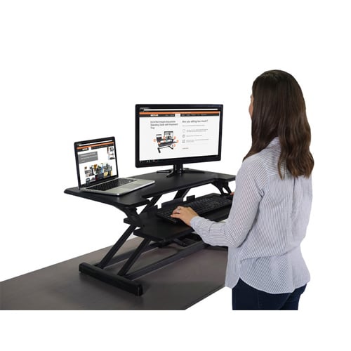 Victor High Rise Height Adjustable Compact Standing Desk with Keyboard Tray - DCX610