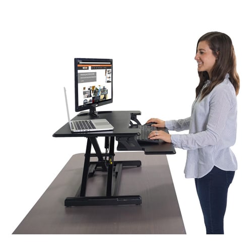 Victor High Rise Height Adjustable Compact Standing Desk with Keyboard Tray - DCX610