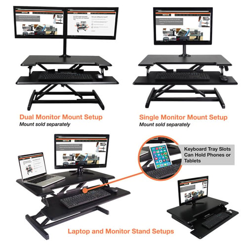 Victor High Rise Height Adjustable Compact Standing Desk with Keyboard Tray - DCX610