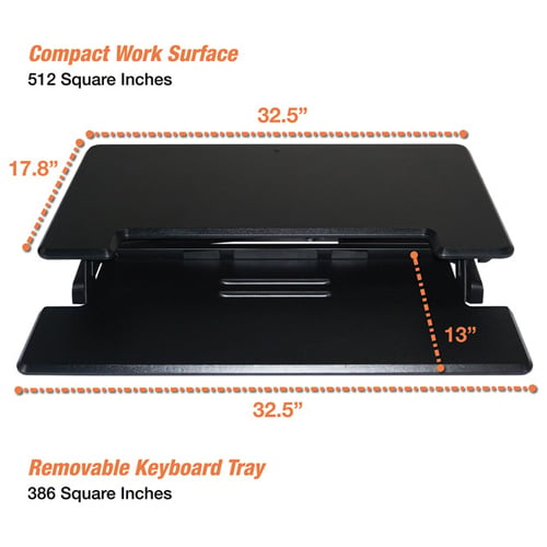 Victor High Rise Height Adjustable Compact Standing Desk with Keyboard Tray - DCX610