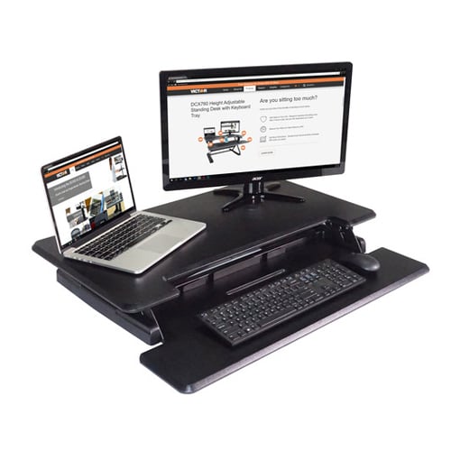 Victor High Rise Height Adjustable Compact Standing Desk with Keyboard Tray - DCX610