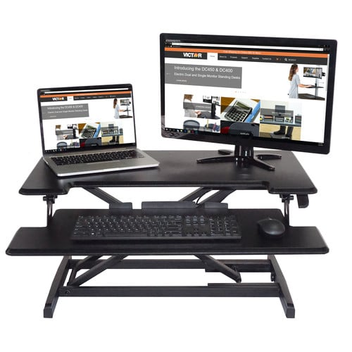 Victor High Rise Height Adjustable Compact Standing Desk with Keyboard Tray - DCX610