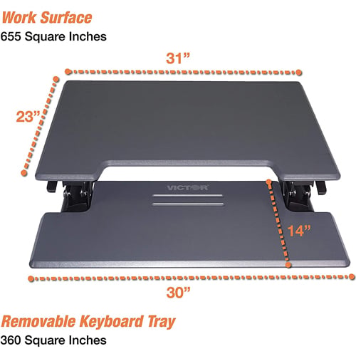 Victor High Rise Height Adjustable Standing Desk with Keyboard Tray (Gray) - DCX710G