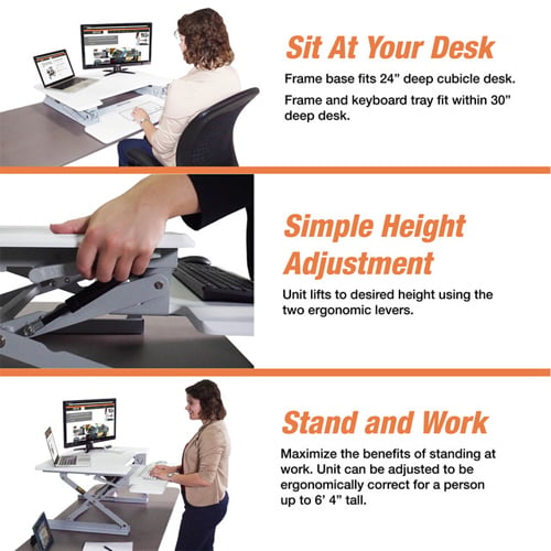 Victor High Rise Height Adjustable Standing Desk with Keyboard Tray (White) - DCX710W