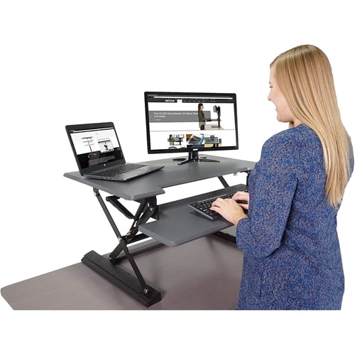 Victor High Rise Height Adjustable Standing Desk with Keyboard Tray (Black) - DCX760