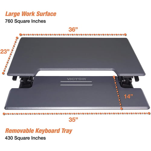 Victor High Rise Height Adjustable Standing Desk with Keyboard Tray (Gray) - DCX760G