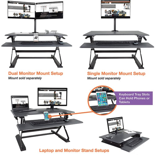 Victor High Rise Height Adjustable Standing Desk with Keyboard Tray (Gray) - DCX760G
