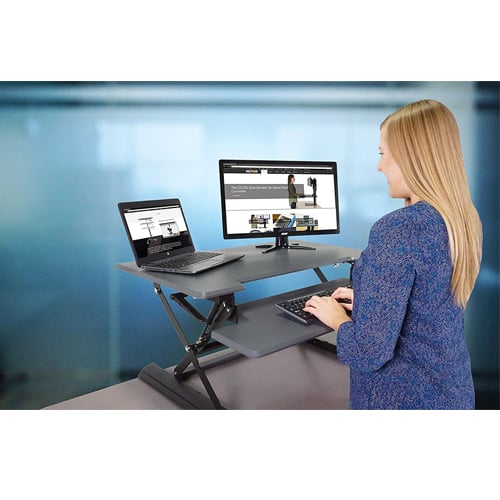 Victor High Rise Height Adjustable Standing Desk with Keyboard Tray (Gray) - DCX760G