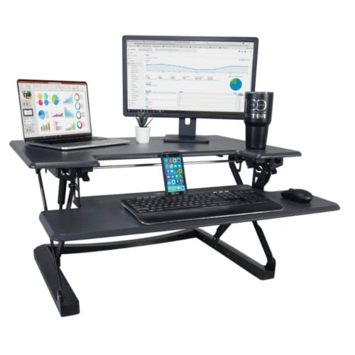 Victor High Rise Height Adjustable Standing Desk with Keyboard Tray (Gray) - DCX760G