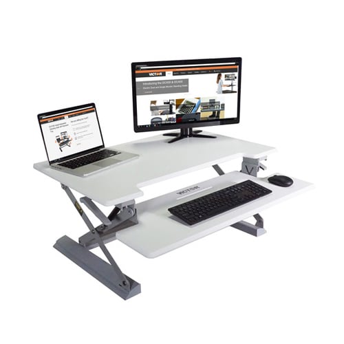 Victor High Rise Height Adjustable Standing Desk with Keyboard Tray (White) - DCX760W