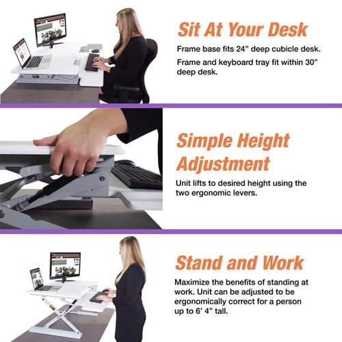 Victor High Rise Height Adjustable Standing Desk with Keyboard Tray (White) - DCX760W