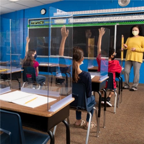 Deflecto Classroom Bent-Edge Desktop Protective Barrier - 22"W x 24" H x 16" D - Discontinued