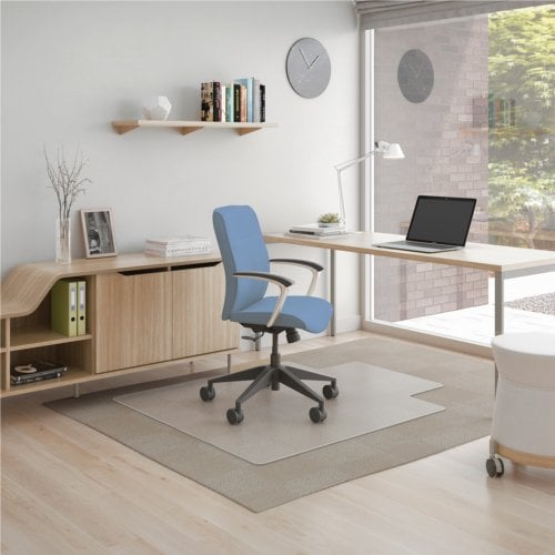 36" x 48" Deflecto® Antimicrobial SuperMat Chair Mat for Low Pile Carpet Lipped Shape With Straight Edges