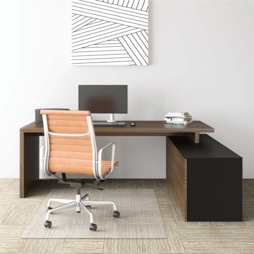 45" x 53" Deflecto® EconoMat Clear Chair Mat for Low-Pile Commercial Carpet (Occasional Use) with Straight Edge - CM11242COM