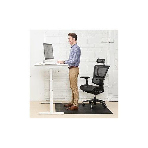 45" x 53" Deflecto® Sit/Stand Black Mat for Multi-surface, All-Pile Carpet & Hard Floors (Non-Studded) with Straight Edge - CM24242BLKSSCOM