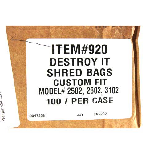 Destroyit 920 Bags 2502 2503 2602 2603 2604 3102 3103 Shredders
