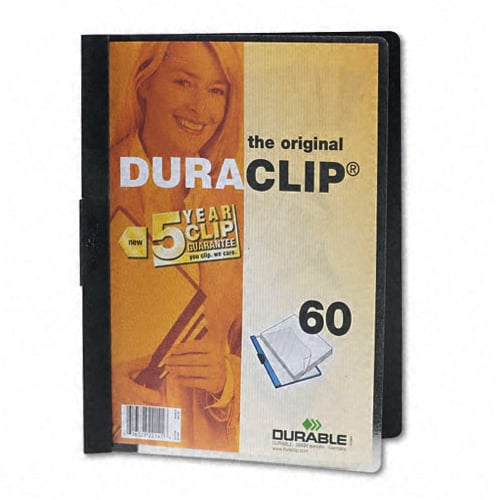 DURABLE DURACLIP Report Cover - Clear Front & Black Back 60 Sheet Capacity