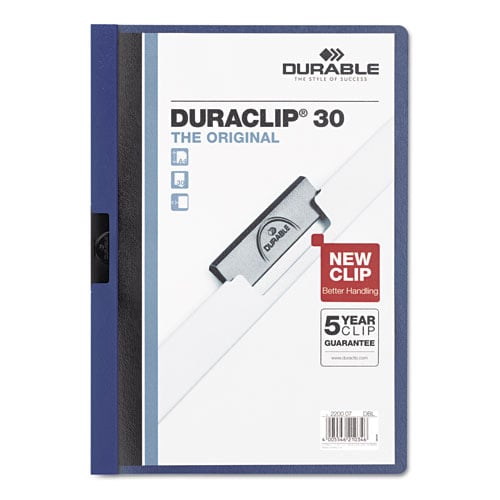 Durable Clear/Dark Blue DuraClip Report Cover (30 sheets)